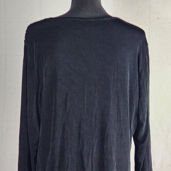 Chico's Travelers Black Acetate Span 3/4 Ruched Sleeve Top Size Chico 3 US XL 16 - Picture 12 of 16